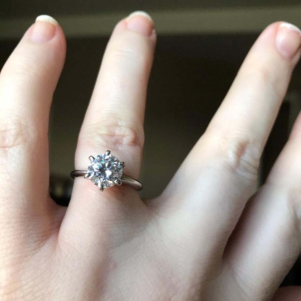 14K SOLID GOLD Swarovski CZ Solitaire Ring